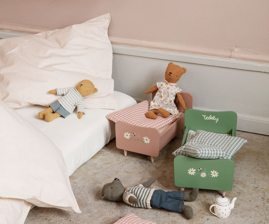 Holz Bett, Teddy Papa -Dusty Grün