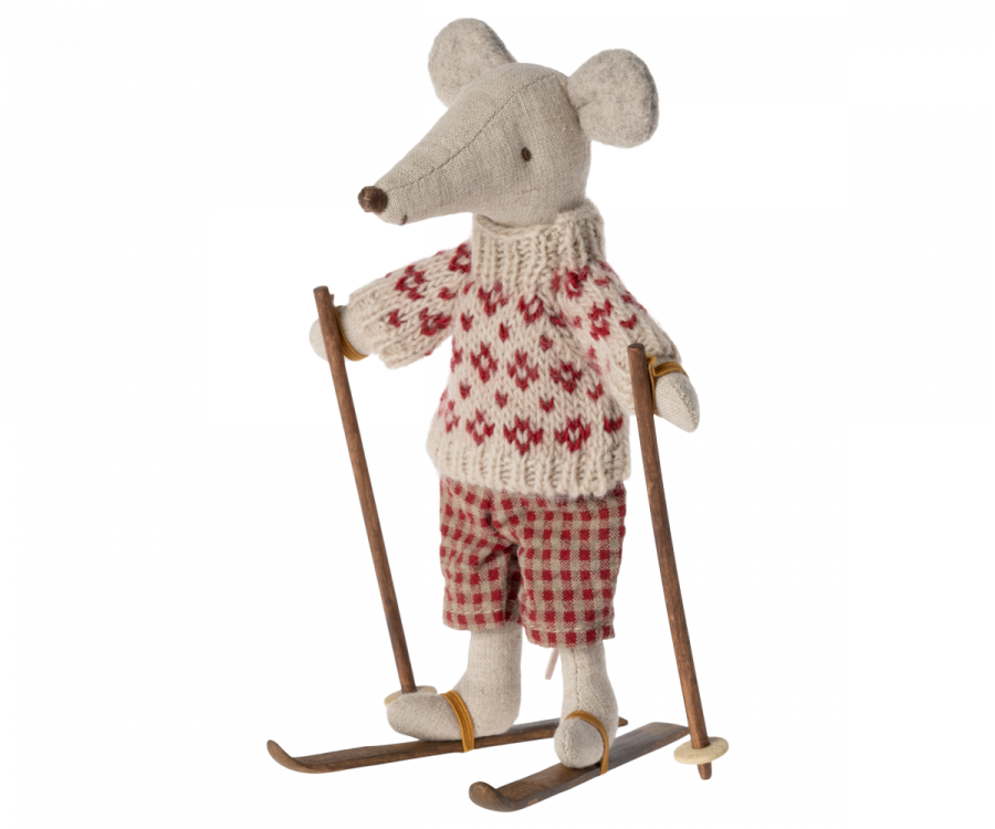 Ski und Skistöcke, Mama & Papa Maus