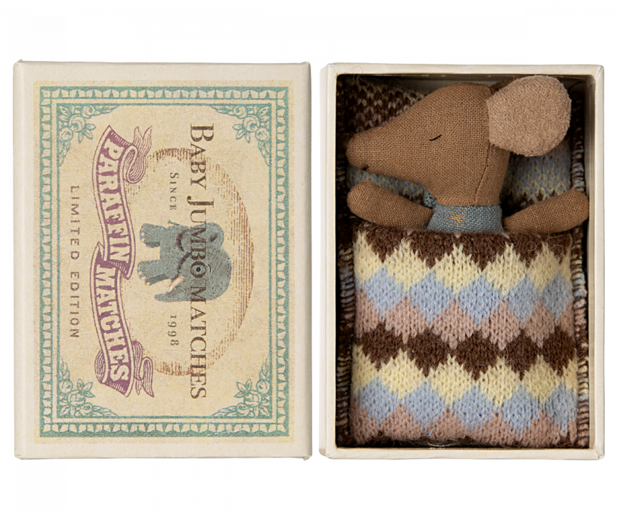 Sleepy wakey baby maus in Streichholzschachtel - Blau