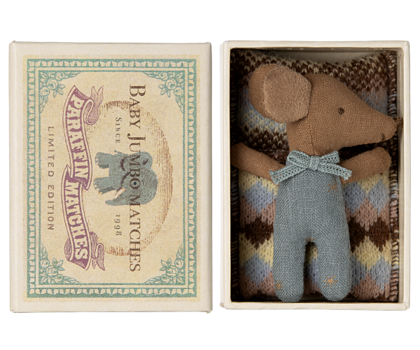 Sleepy wakey baby maus in Streichholzschachtel - Blau