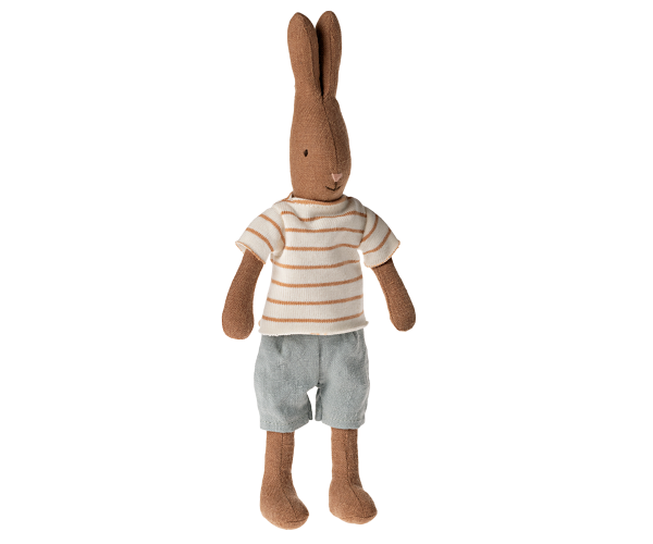 Conejo talla 1, Marrón - T-shirt y short a rayas