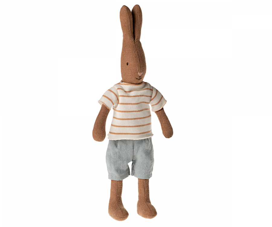 Conejo talla 1, Marrón - T-shirt y short a rayas