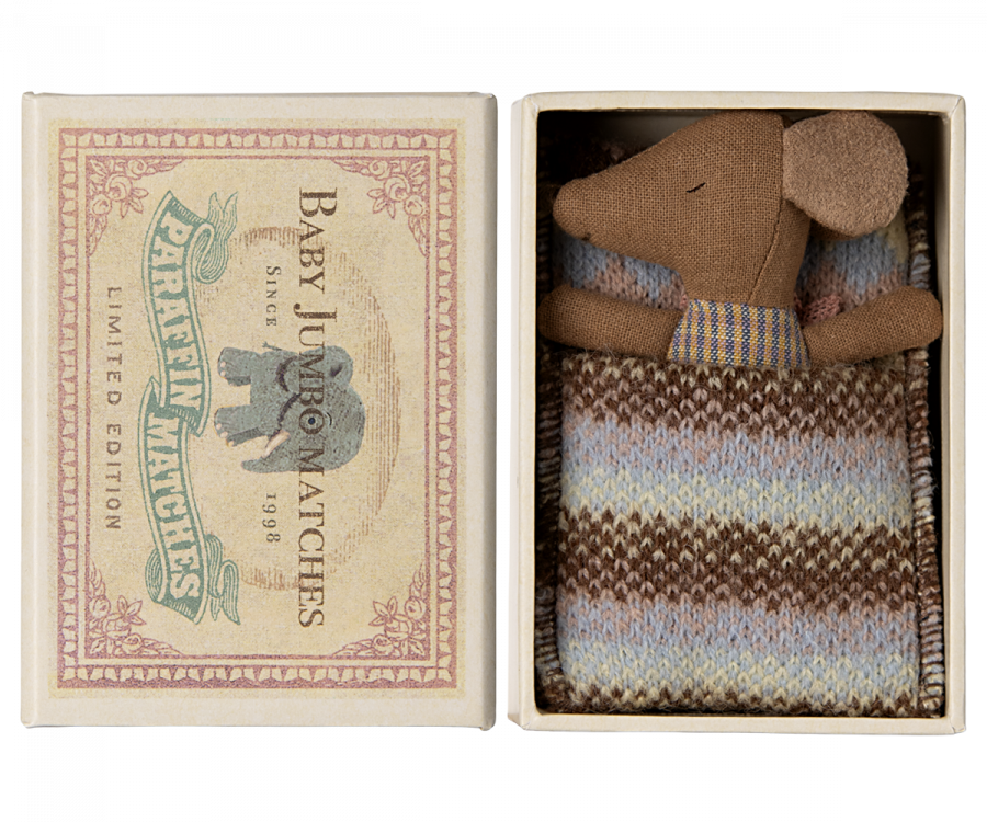 Sleepy wakey baby mouse in matchbox - Rose